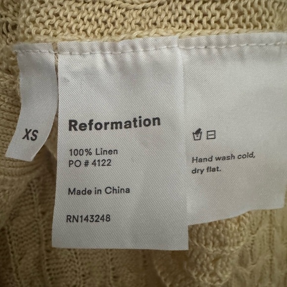 Reformation Cardigan Sweater Womens butter Yellow Annabell Cropped Knit Linen XS - Picture 7 of 11